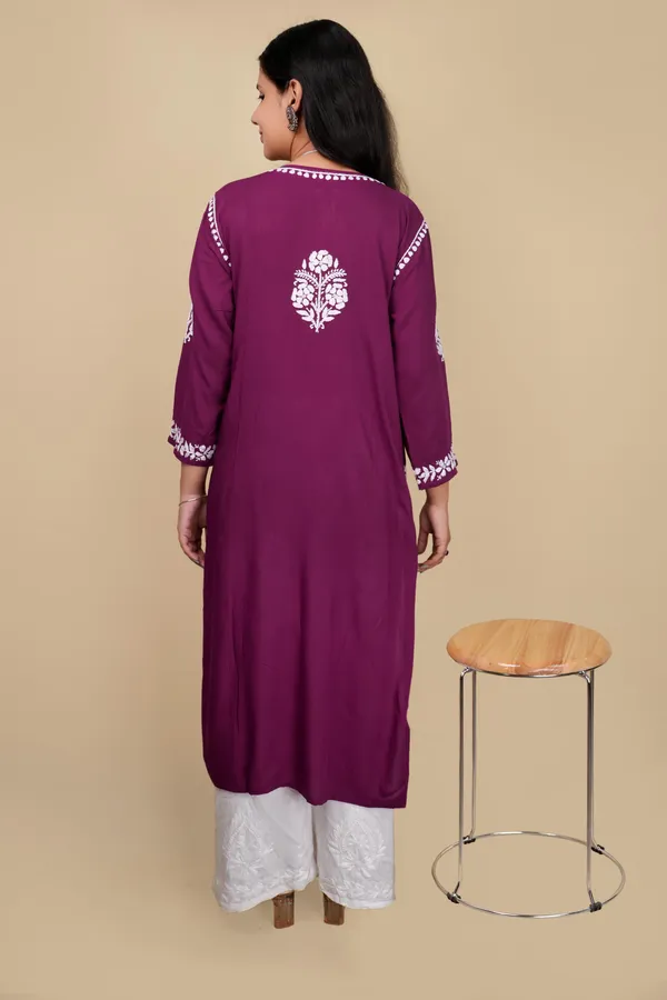 Wine_Modal_Embroidery_Work_Kurti_For_Women