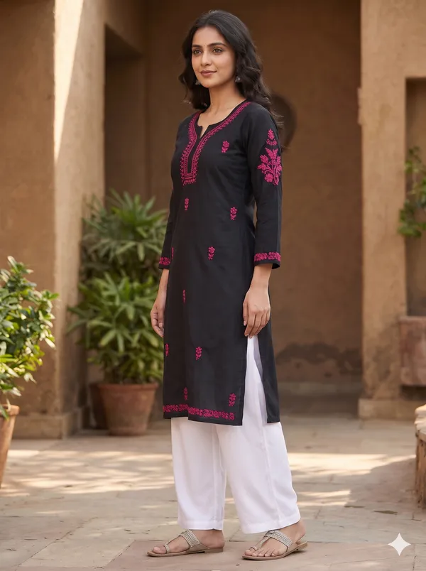 Black_Kurti_with_Pink_Ghaspatti_Thread_Work