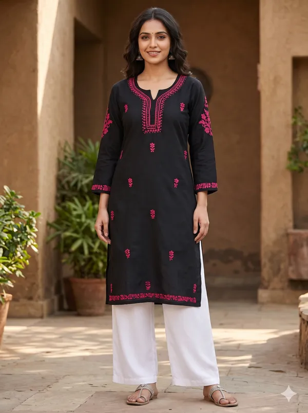 Black_Kurti_with_Pink_Ghaspatti_Thread_Work