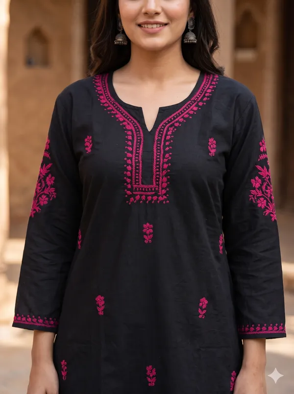 Black_Kurti_with_Pink_Ghaspatti_Thread_Work