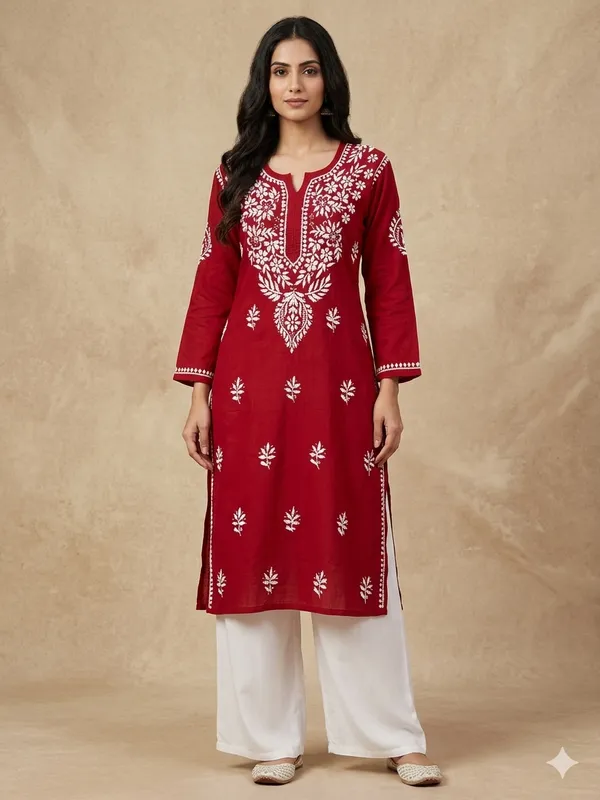 Cotton_Lucknowi_Chikankari_Kurti_Soft_&_Elegant