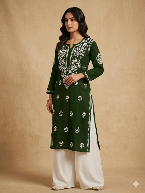 Cotton_Lucknowi_Chikankari_Kurti_Soft_&_Elegant