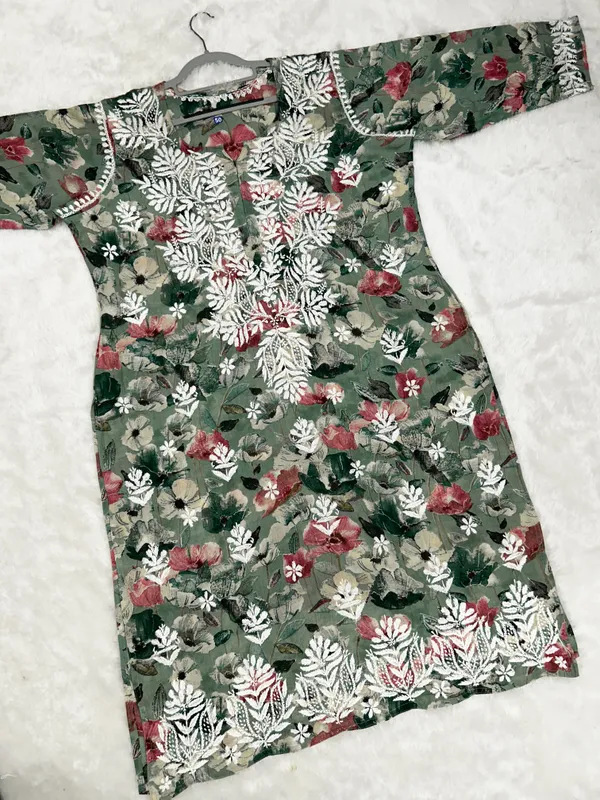 Dusty_Olive_Green_Premium_Mul_Cotton_Printed_Straight_Kurti