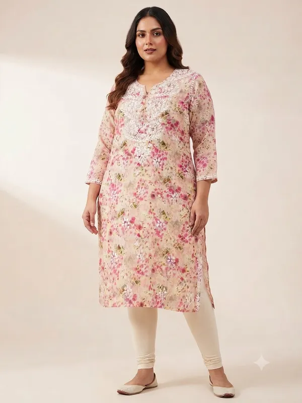 Floral_Printed_Lucknowi_Chikankari_Kurti