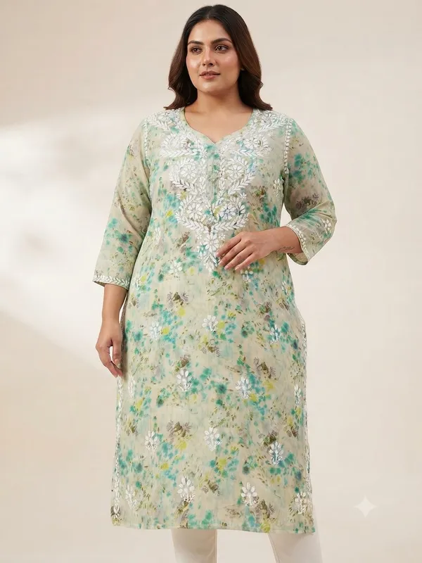 Floral_Printed_Lucknowi_Chikankari_Kurti