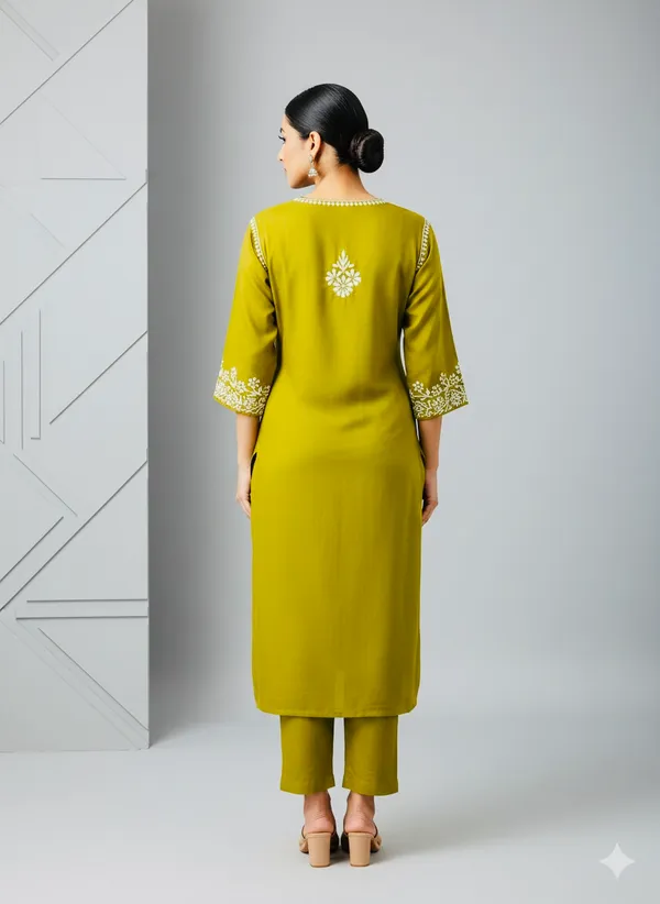 Rayon_Chikankari_Kurti_with_Stylish_V-Neck_|_Hand_Embroidered_Lucknowi_Kurta