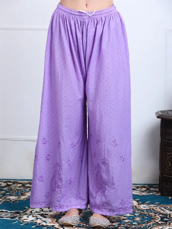 Lavender_Dobby_Cotton_Chikankari_Kurti_Palazzo_Set_with_Chiffon_Lace_Border_Dupatta