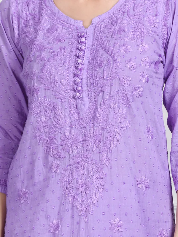 Lavender_Dobby_Cotton_Chikankari_Kurti_Palazzo_Set_with_Chiffon_Lace_Border_Dupatta