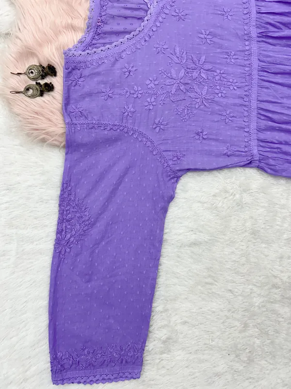 Purple_Cotton_Lucknowi_Chikankari_Hand_Embroided_Gown_For_Women