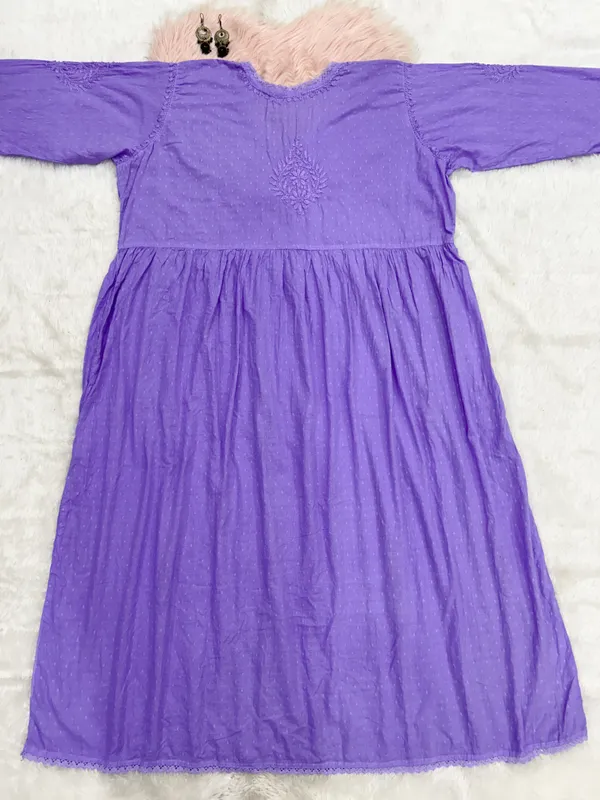 Purple_Cotton_Lucknowi_Chikankari_Hand_Embroided_Gown_For_Women