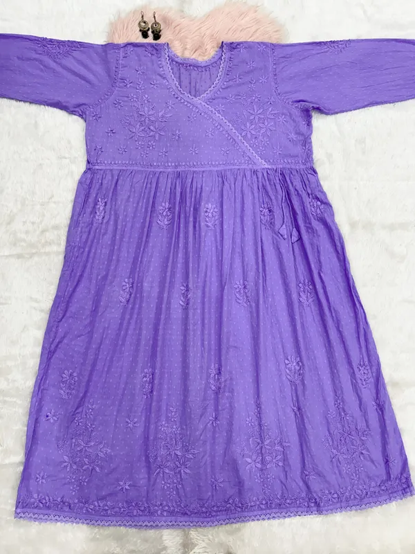 Purple_Cotton_Lucknowi_Chikankari_Hand_Embroided_Gown_For_Women