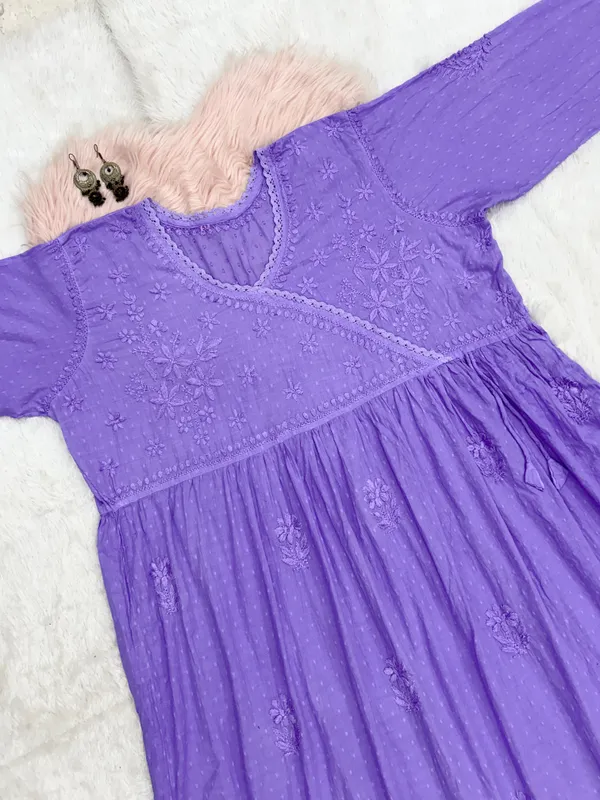 Purple_Cotton_Lucknowi_Chikankari_Hand_Embroided_Gown_For_Women