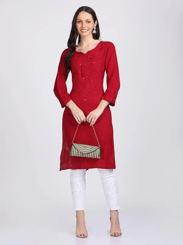 Nazakat_Rayon_Chikankari_Kurti_with_Dyed_Mukaish_Work