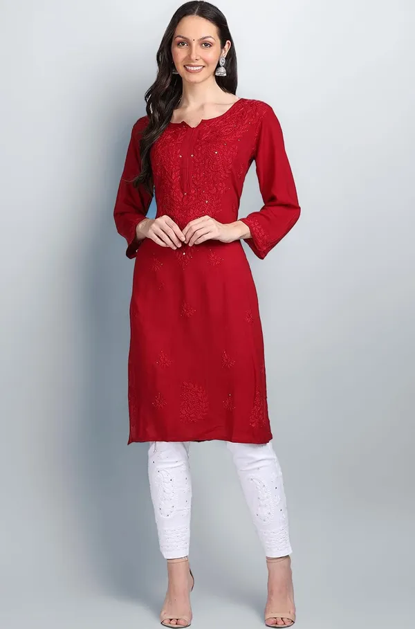 Nazakat_Rayon_Chikankari_Kurti_with_Dyed_Mukaish_Work