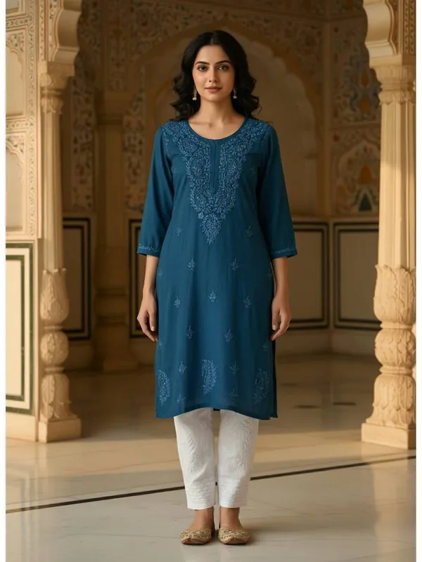 Nazakat_Rayon_Chikankari_Kurti_with_Dyed_Mukaish_Work