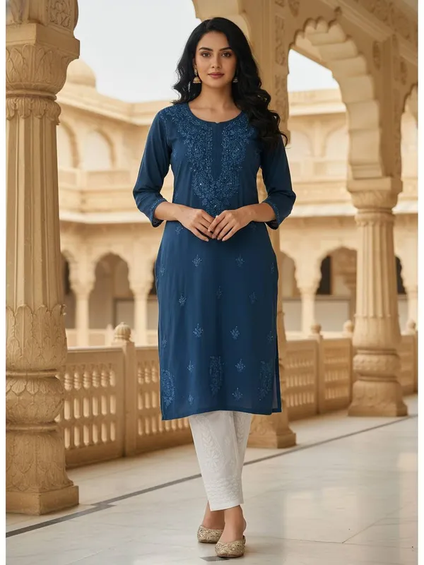 Nazakat_Rayon_Chikankari_Kurti_with_Dyed_Mukaish_Work