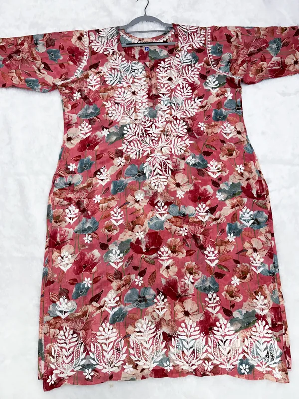 Peach_Premium_Mul_Cotton_Printed_Straight_Kurti