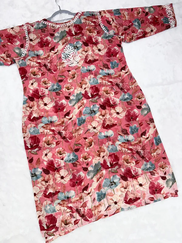 Peach_Premium_Mul_Cotton_Printed_Straight_Kurti