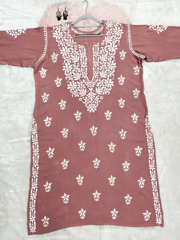 Plus_Size_Rayon_Chikankari_Kurti_Hand_Embroided