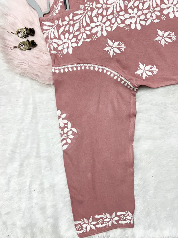Plus_Size_Rayon_Chikankari_Kurti_Hand_Embroided