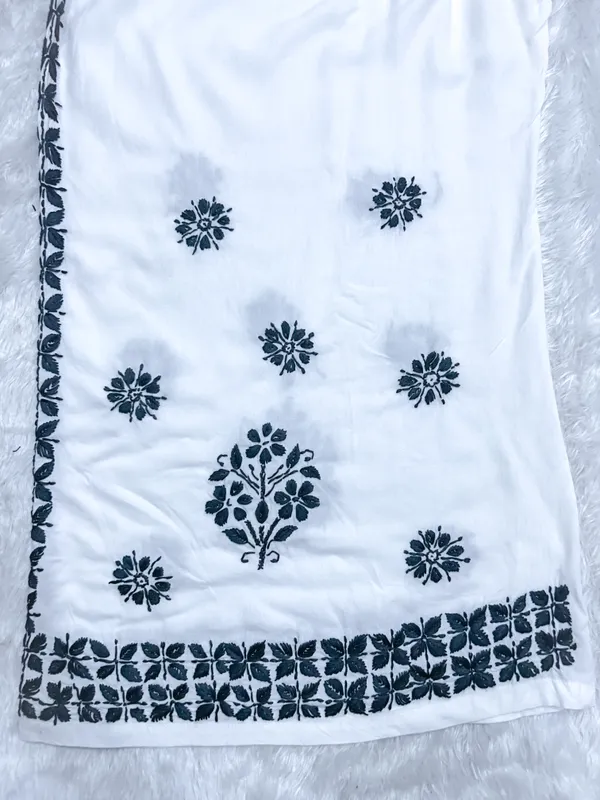 White_Rayon_Lucknowi_Chikankari_Hand_Embroided_Plazzo_For_Women