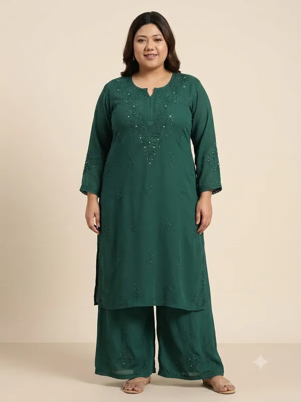 Premium_Rayon_Lucknowi_Chikankari_Kurti_Palazzo_Set_with_Handcrafted_Mukesh_Work