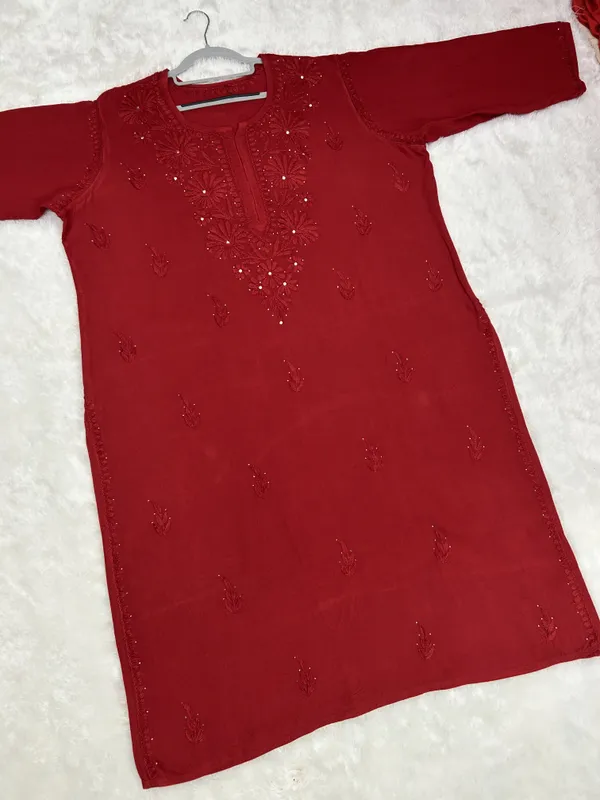 Premium_Rayon_Lucknowi_Chikankari_Kurti_Palazzo_Set_with_Handcrafted_Mukesh_Work