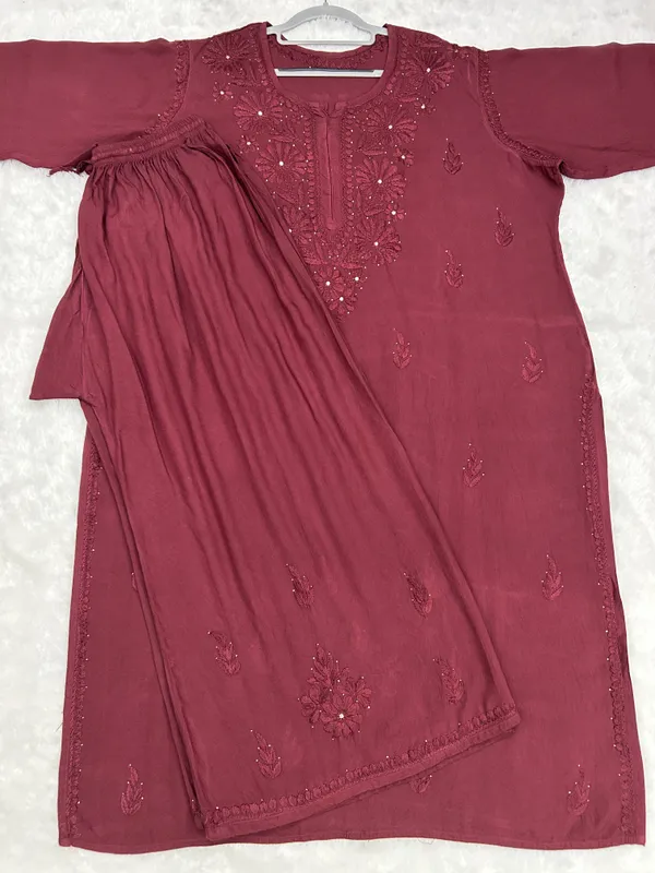 Premium_Rayon_Lucknowi_Chikankari_Kurti_Palazzo_Set_with_Handcrafted_Mukesh_Work