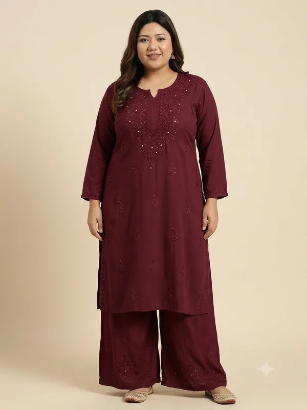 Premium_Rayon_Lucknowi_Chikankari_Kurti_Palazzo_Set_with_Handcrafted_Mukesh_Work