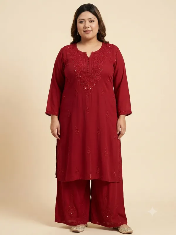 Premium_Rayon_Lucknowi_Chikankari_Kurti_Palazzo_Set_with_Handcrafted_Mukesh_Work