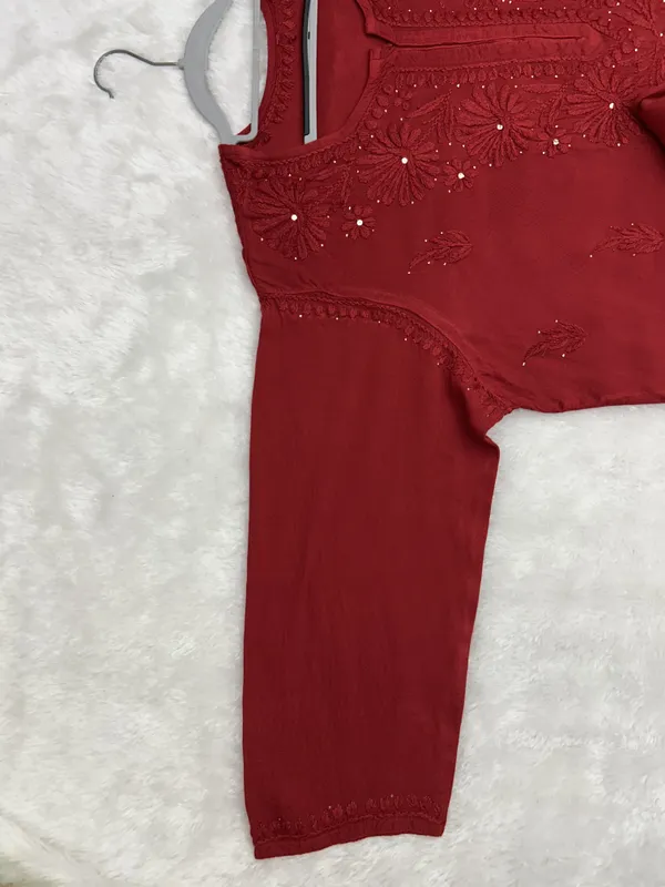 Premium_Rayon_Lucknowi_Chikankari_Kurti_Palazzo_Set_with_Handcrafted_Mukesh_Work