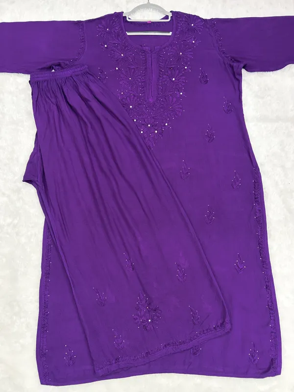 Premium_Rayon_Lucknowi_Chikankari_Kurti_Palazzo_Set_with_Handcrafted_Mukesh_Work