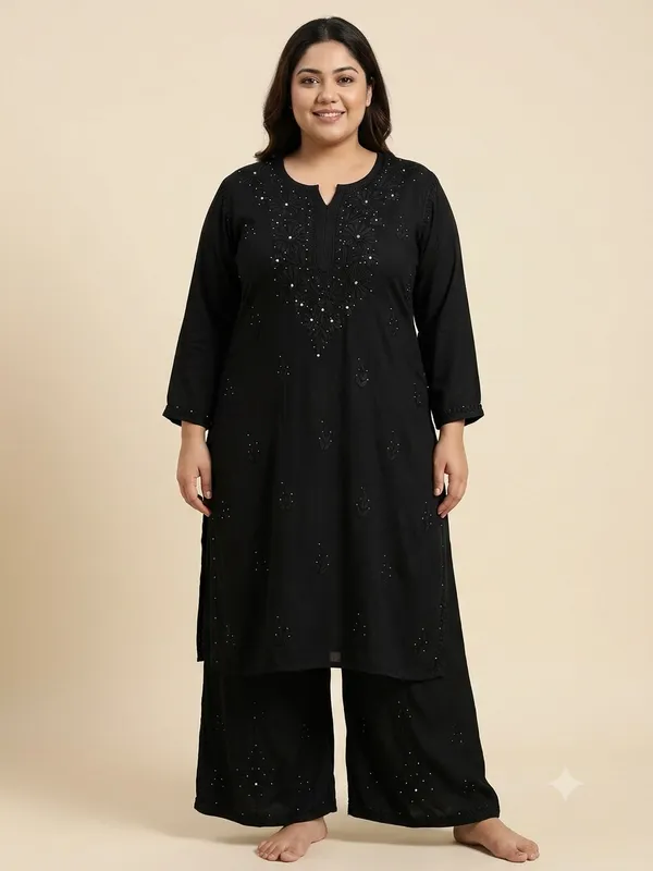 Premium_Rayon_Lucknowi_Chikankari_Kurti_Palazzo_Set_with_Handcrafted_Mukesh_Work