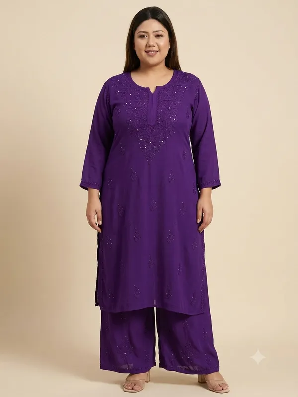 Premium_Rayon_Lucknowi_Chikankari_Kurti_Palazzo_Set_with_Handcrafted_Mukesh_Work