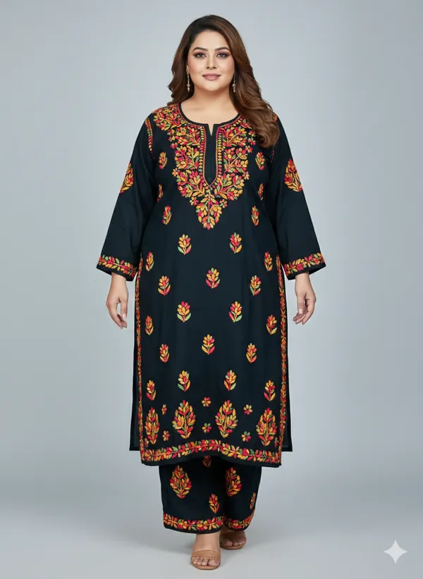 Premium_Rayon_Multicolor_Thread_Chikankari_Kurti_Palazzo_Set_