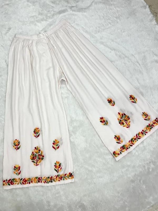 Premium_Rayon_Multicolor_Thread_Chikankari_Kurti_Palazzo_Set_