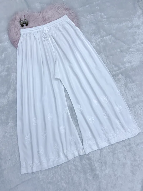 Premium_White_Rayon_Chikankari_Palazzo_with_Adjustable_Drawstring_Waist