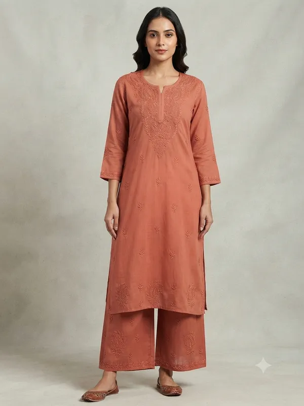 Rayon_Chikankari_Dyed_Kurti_Palazzo_Set