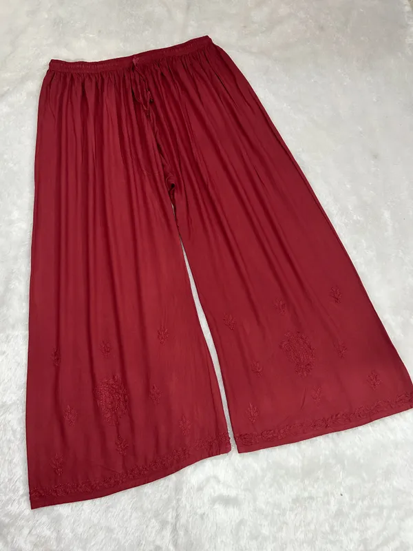 Rayon_Chikankari_Dyed_Kurti_Palazzo_Set