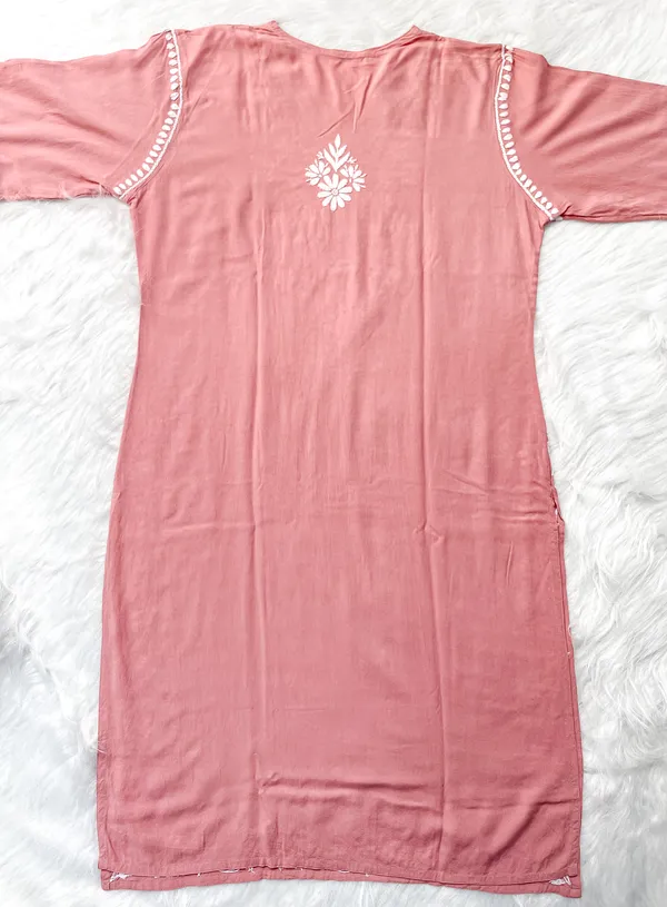 Rayon_Chikankari_Kurti_with_Stylish_V-Neck_|_Hand_Embroidered_Lucknowi_Kurta