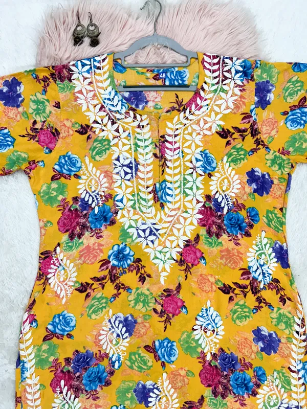 Rayon_Hand_Embroidered_Chikankari_Kurti_for_Women_|_Soft_&_Stylish