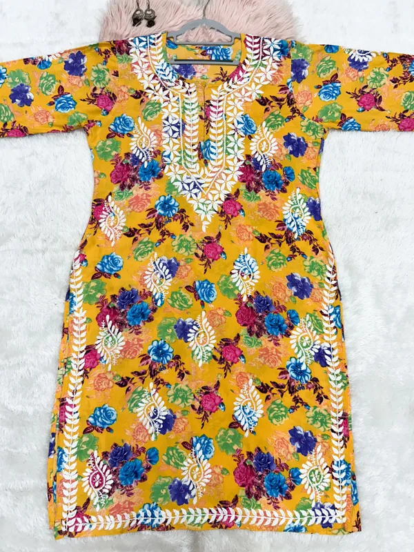 Rayon_Hand_Embroidered_Chikankari_Kurti_for_Women_|_Soft_&_Stylish