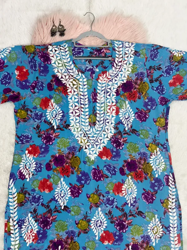 Rayon_Hand_Embroidered_Chikankari_Kurti_for_Women_|_Soft_&_Stylish