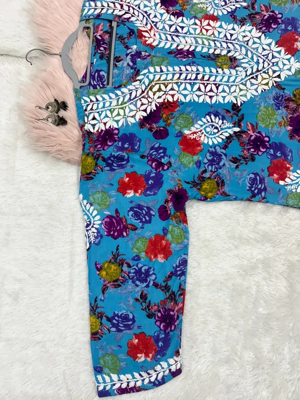 Rayon_Hand_Embroidered_Chikankari_Kurti_for_Women_|_Soft_&_Stylish