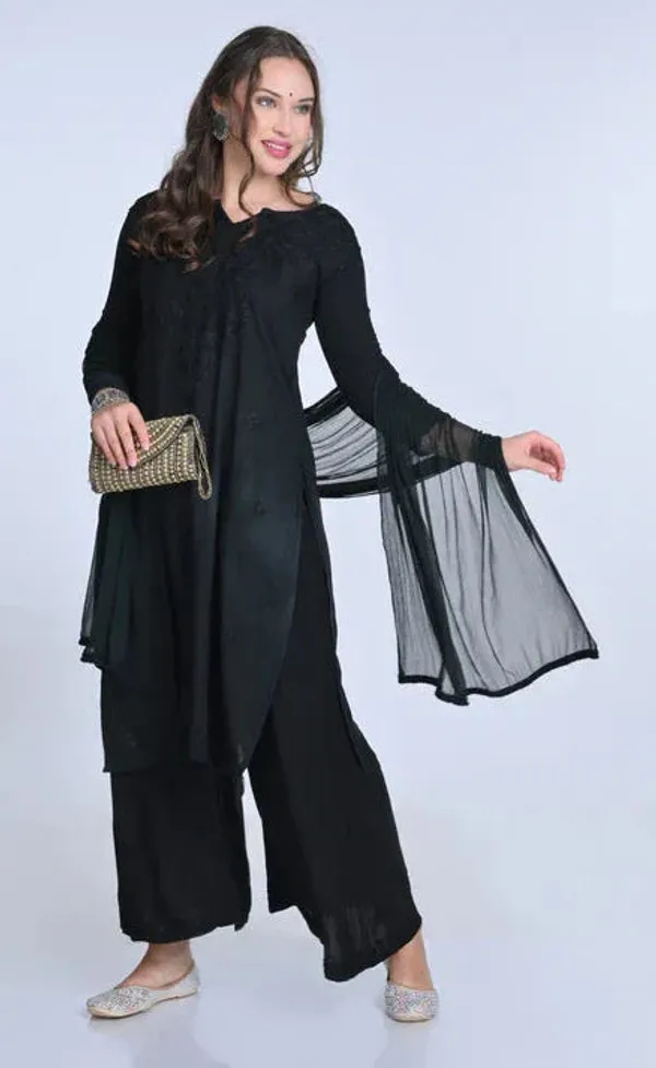 Black_Rayon_Chikankari_Palazzo_Set_with_Lace_Dupatta