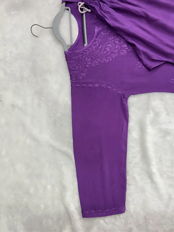 Purple_Rayon_Chikankari_Palazzo_Set_with_Lace_Dupatta