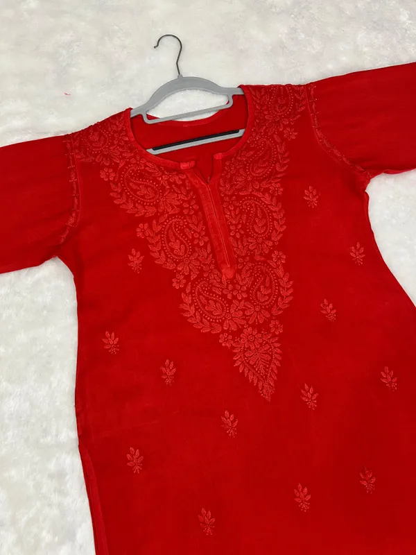 Red_Rayon_Chikankari_Palazzo_Set_with_Lace_Dupatta