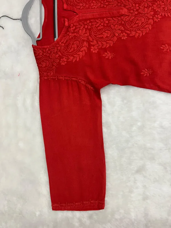 Red_Rayon_Chikankari_Palazzo_Set_with_Lace_Dupatta