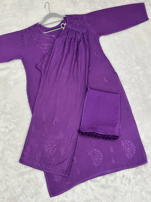 Purple_Rayon_Chikankari_Palazzo_Set_with_Lace_Dupatta