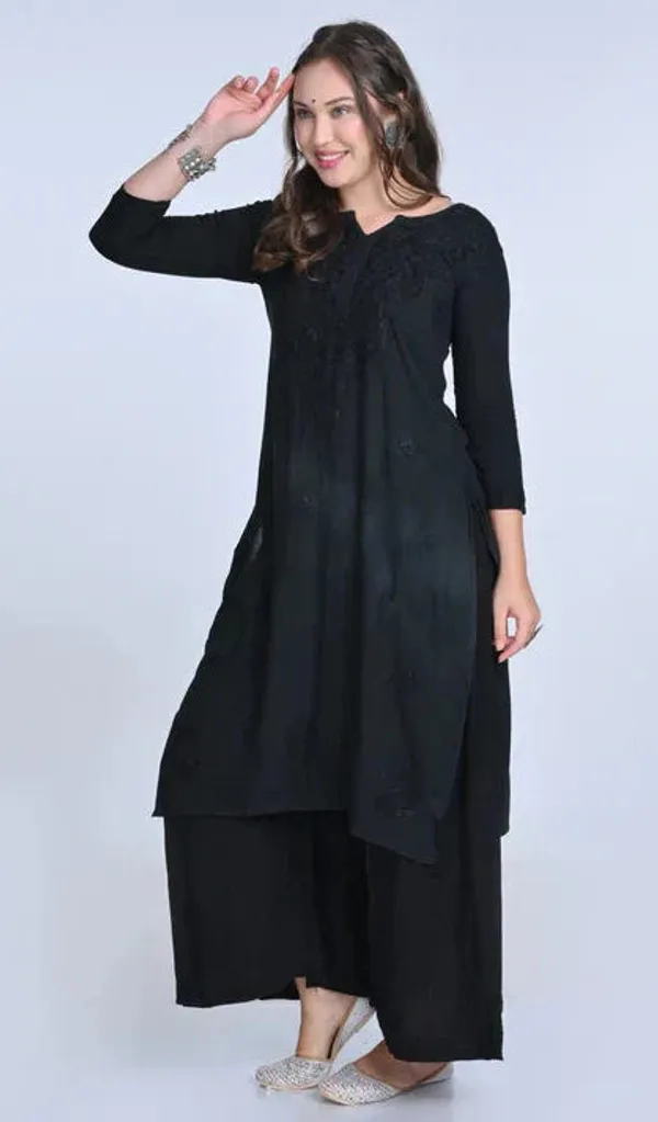 Black_Rayon_Chikankari_Palazzo_Set_with_Lace_Dupatta